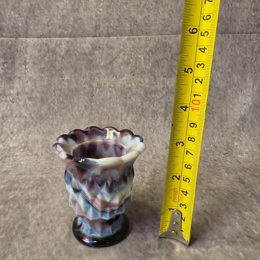 Vintage Imperial Purple Slag Glass Toothpick Holder Diamond Pattern Circa 1850 - Picture 4 of 4
